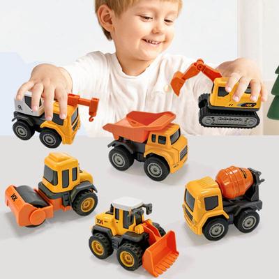1:64 Multi-joint Movable Simulation Excavator Engineering Car Toy Creative Pull Back Car Alloy Excavator Toy Boys Inertia Car