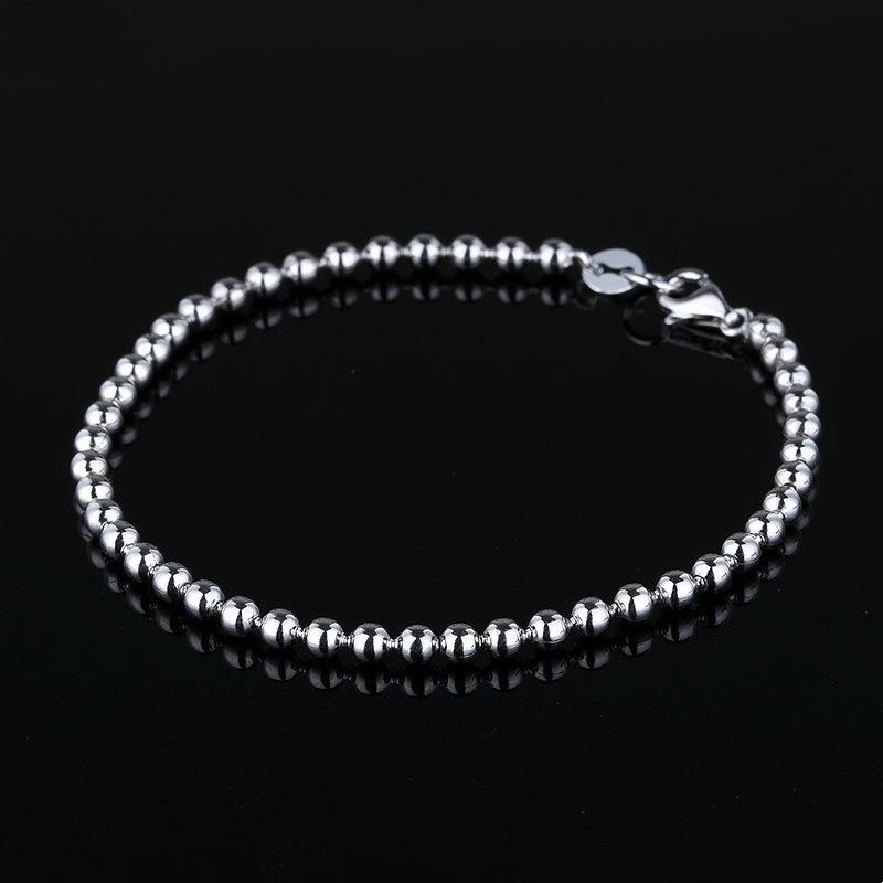 Trendy Polished Ball Chain S925 Sterling Silver Bead Ball Chain Bracelet for Women