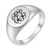 Stainless Steel 26 English Alphabet Printed Font Ring, Silver Color, Fashionable and Simple Titanium Steel Women's Ring