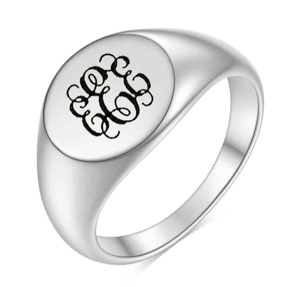 Stainless Steel 26 English Alphabet Printed Font Ring, Silver Color, Fashionable and Simple Titanium Steel Women's Ring