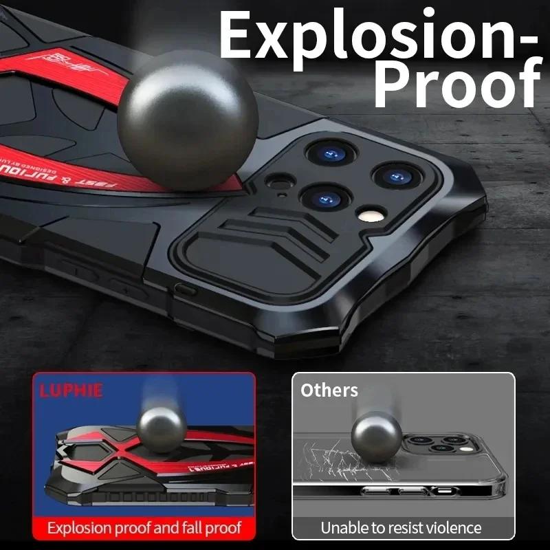 Shockproof Armor Metal Phone Case For iPhone 17 Pro Max 16 15 Inclusive Protection Phone Cover For Samsung S23 S22 S24 S25 Ultra