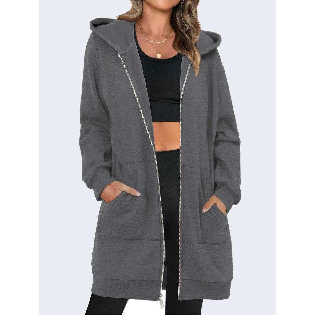 Women's Zip Up Hooded Hoodie Long Sleeve Loose Fit Casual Pullover Sweatshirt Top