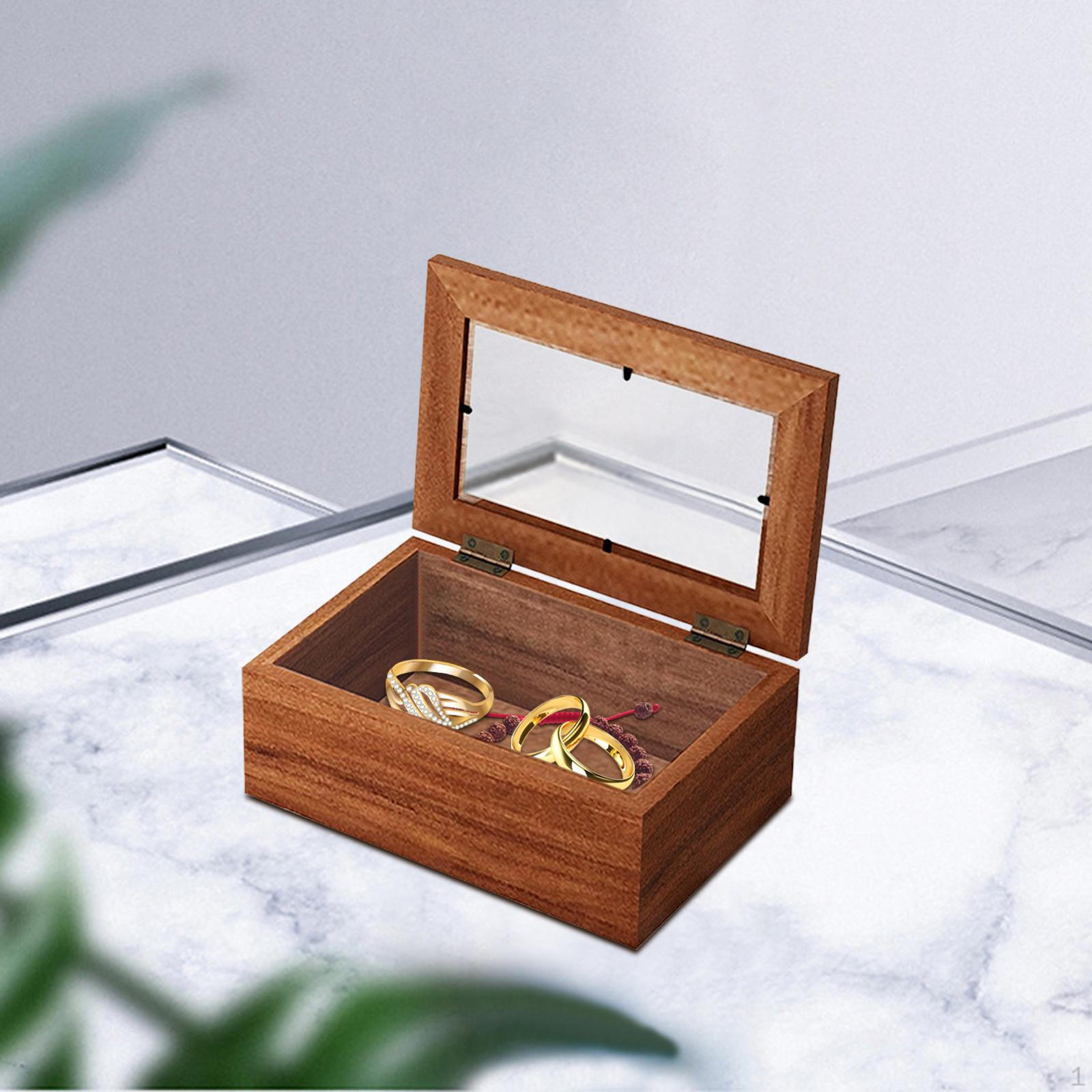 

Antique Wooden Box with Clear Cover for Hobbies And Trinkets S