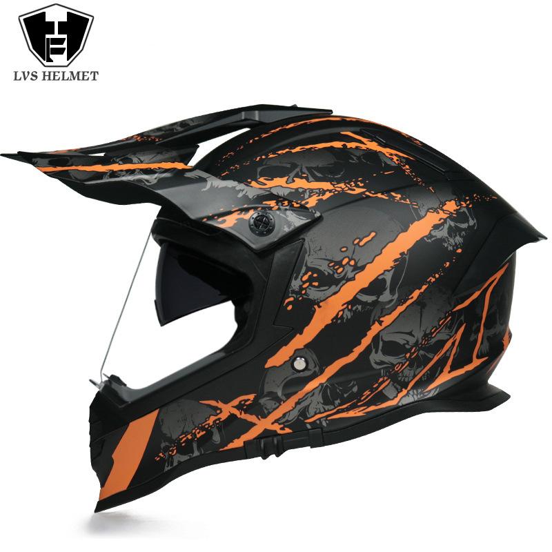LVS New off-road motorcycle helmet for men and women, dual-lens rally helmet for both road and off-road use3C Authentication