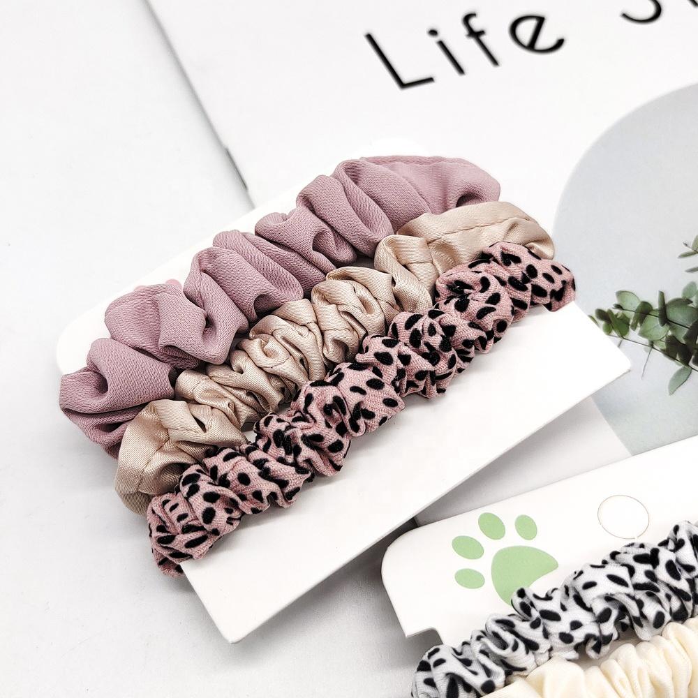 MIO New Style Leopard Pattern Hair Scrunchies Set Shining Matte Fabric Hair Accessories Hair Bands