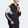 Adidas Logo Print Colorblock Stripe Zip Hooded Long Sleeve Sports Jacket Men Outerwear Black HM1996