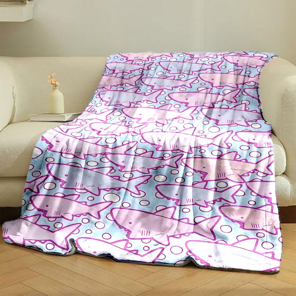 Pastel Sharks Pattern print blanket soft and cozy perfect for the living room bed sofa or a nap,gift