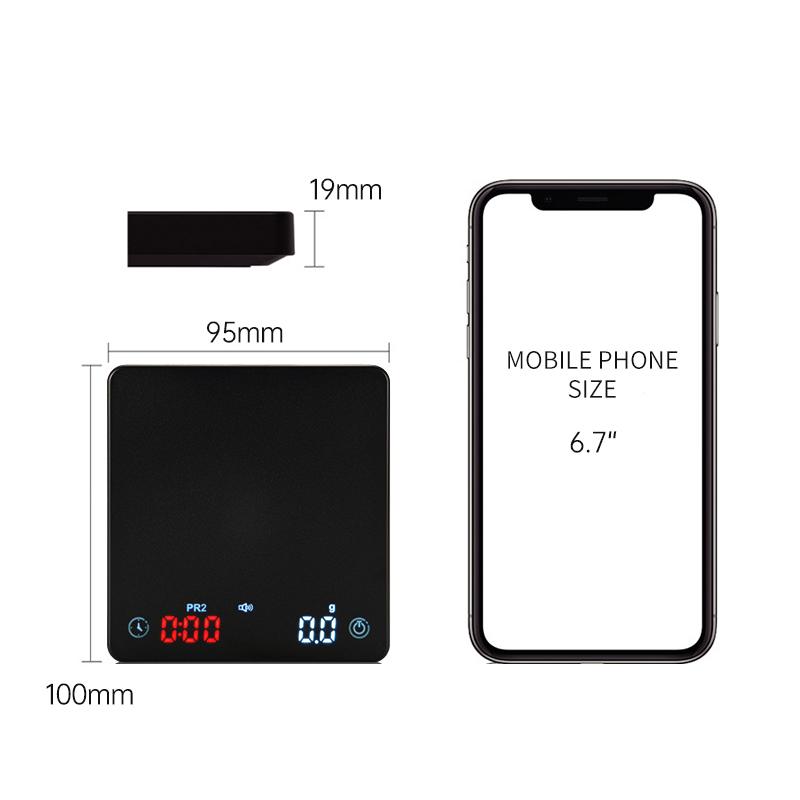 Digital Coffee Scale 0.1g High Precision 2kg With Timer Rechargeable Electronic Mini Kitchen Espresso Accessories Barista Tools