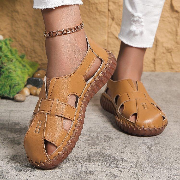 

Summer retro soft-soled sandals women s bag head flat-soled hollow non-slip hole shoes comfortable women s shoes 43 світло-коричневого кольору