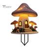 Unique Gardening Gift Mushroom Hut Garden Stake, Whimsical Acrylic Yard Art Fairy Outdoor Ornament Tale Cabin for Lawn Patio Flower Bed Decor