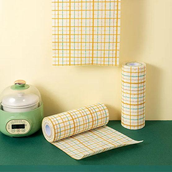 WTEMPO 1 role 25*25CM Kuchyňské jednorázové omyvatelné silné utěrky na odstraňování oleje Utěrky na nádobí Olej absorbující Suché/mokré Dvojúčelové hadry Kuchyňský papír