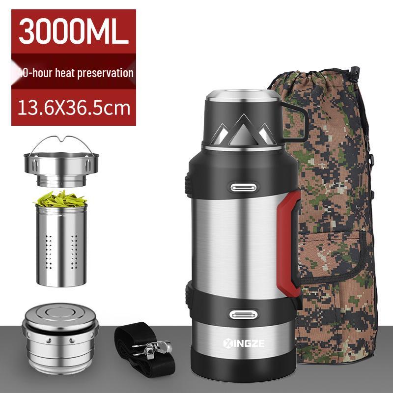 Large-Capacity Portable Thermos, 316 Stainless Steel, 3L & 5L Options, Ideal for Car Travel & Outdoor Use.