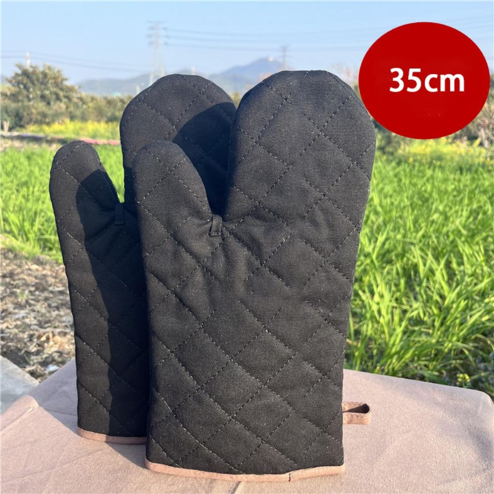 

1 Pairs High Temperature Resistant Oven Mitts Insulation Gloves Kitchen Cooking Supplies Tools Canvas 35cm