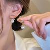 Elegant White Shell Heart Pearl Earrings For Women Sweet Gold Tone Dangle Earrings