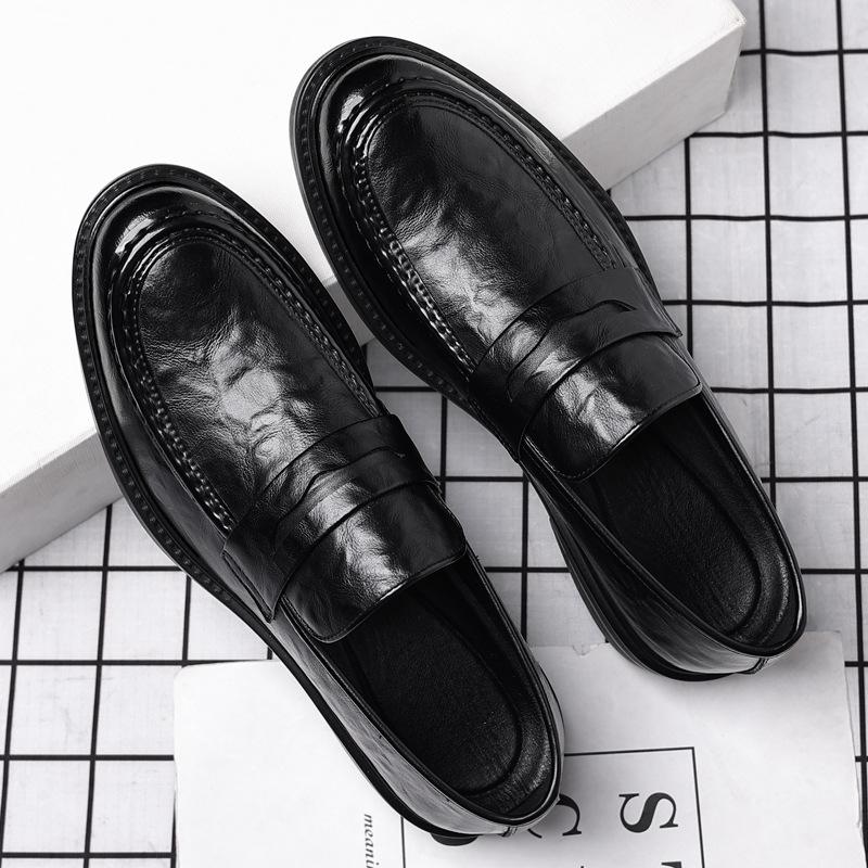 

Men s 6cm Slip-on Business Loafers: Low-top Hidden Heel Leather Shoes 41