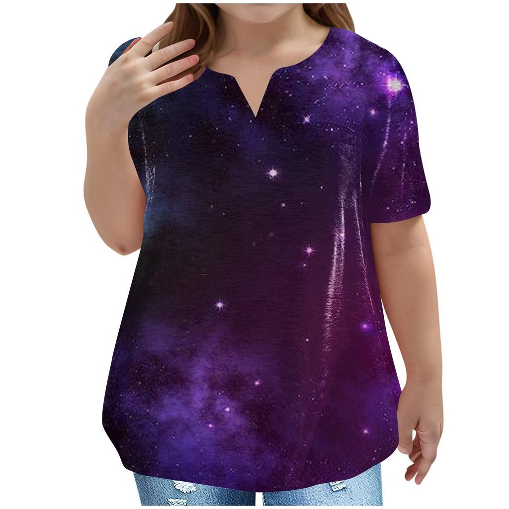 Children's Plus-size T-shirt Casual Fashion Star V-neck Short-sleeved Pocket Top