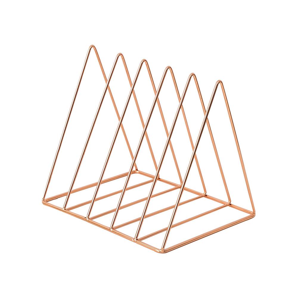 Bookshelf Rack Desktop Metal Book Block Office Newspapers Magazines Storage Scandinavian Decor  Holder Stand Golden Shelf