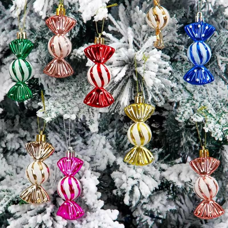 6Pcs/box Christmas Candy Pendant Xmas Tree Hanging Ornaments Christmas Decorations For Home 2025 Navidad Noel New Year Kids Gift