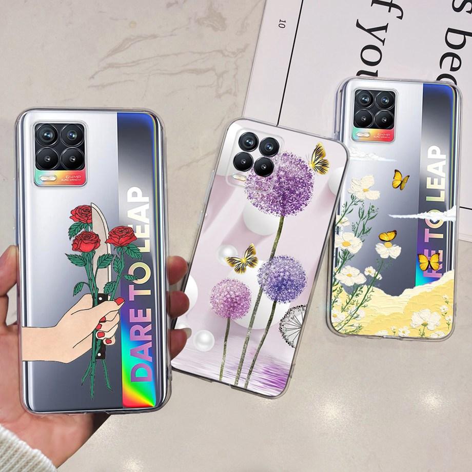 For Realme 8 Case Flower Fashion Cat Cute Cover Coques For Realme 8 Pro Phone Cases Cover Realme8 5G Realme 8i Fundas Soft Capa