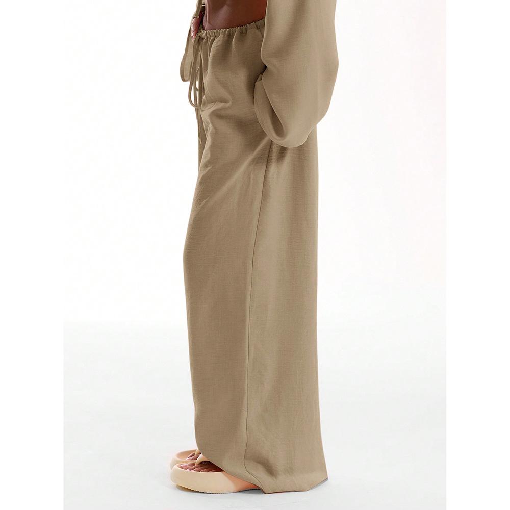 **2025 Summer Women's Solid Color Casual Loose Pants – European and American Style**
