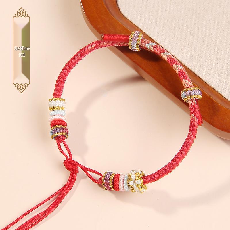 Браслет Ping An Kou Золотой Красный Год Рождения - DIY Плетеный вручную Женский Шнур