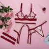2023 European & American Sheer Three-Piece Sexy Lingerie Set for Women