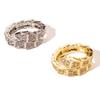 Gold Sliver Color Paved Diamond Snake Cuff Rings For Women 6mm Wide Figure Zirconia Accessory