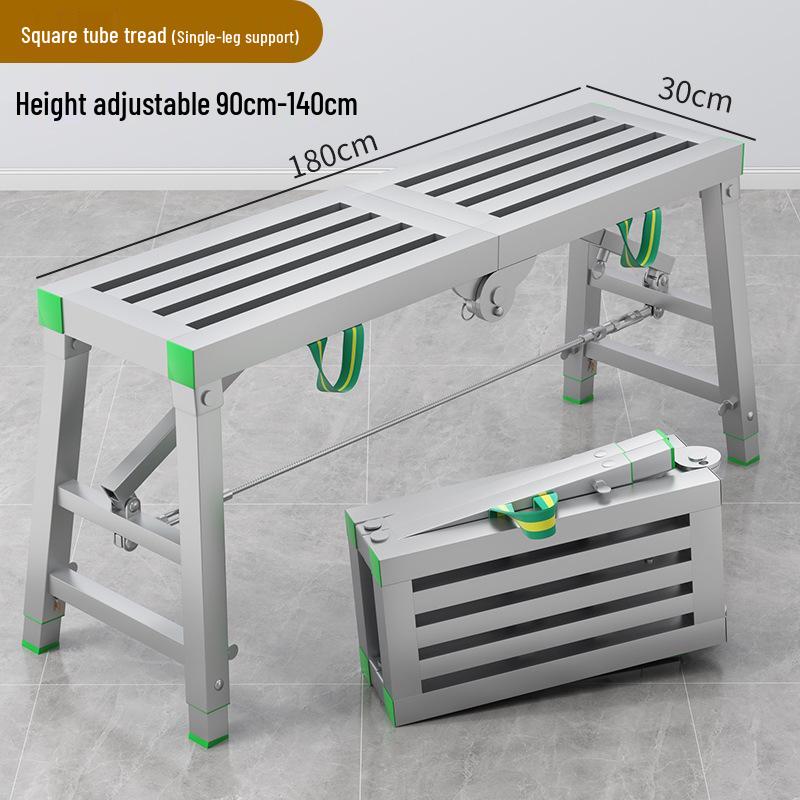 Folding Heightened Trestle Ladder and Putty Scraper for Construction