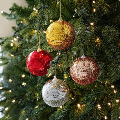 Sequin Covered Christmas Bauble Foam Material Tree Ornament Sequin Foam Ball Party Layout
