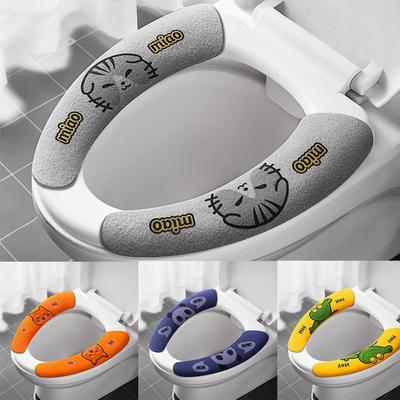 Universal Toilet Seat Cover Soft Cartoon WC Paste Toilet Sticky Seat Pad Washable Bathroom Warmer Seat Lid Cover Pad Cushion