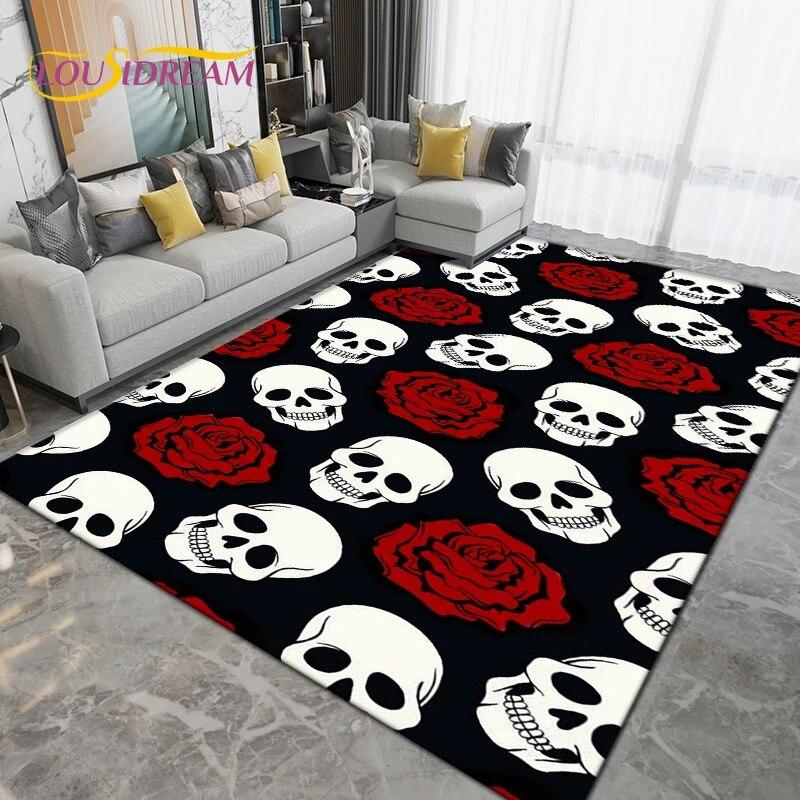 Gothic Witchcraft Skull Skräck Area Matta,Mattmatta för Vardagsrum Sovrumssoffa,Kök Badrum Dörrmatta Halkfri Golvmatta Present