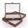 Walnut Wood Jewelry Box with White Leather and Lid, Dustproof Earring, Ring, Necklace, and Bracelet Storage.