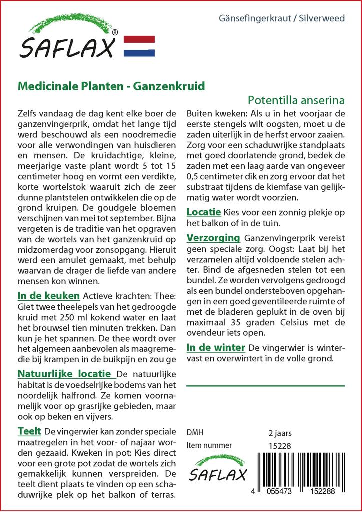 SAFLAX Garden In the Bag - Silverweed - 20 Seeds - With Substrate In a Fitting Stand Up Bag - Potentilla Anserina