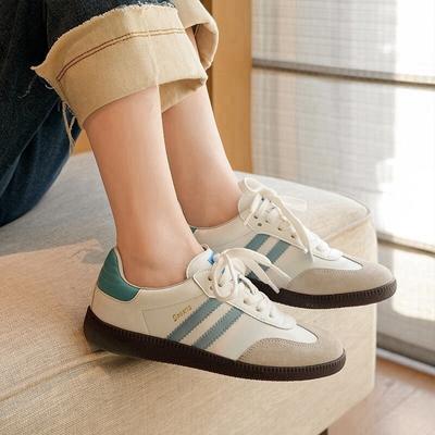Retro leren Duitse trainingsschoenen dames lente nieuwe veelzijdige zachtzool casual sportschoenen plateau witte schoenen board schoenen