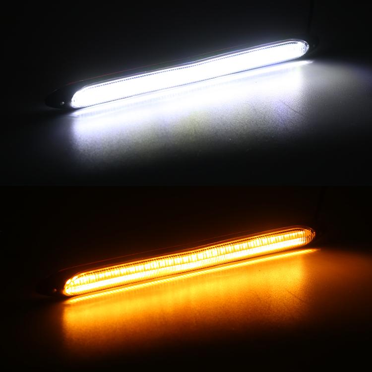2Pcs LED Car DRL Daytime Running Lights Waterproof Universal 12V Auto Headlight Sequential Turn Signal Yellow Flow Day Light