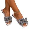 Fashion Soft Ethnic Style Floral Slippers 2025 Women Non-Slip Bowknot Slides Sandals Beachwear Shoes Open Toe Flat Slippers Women