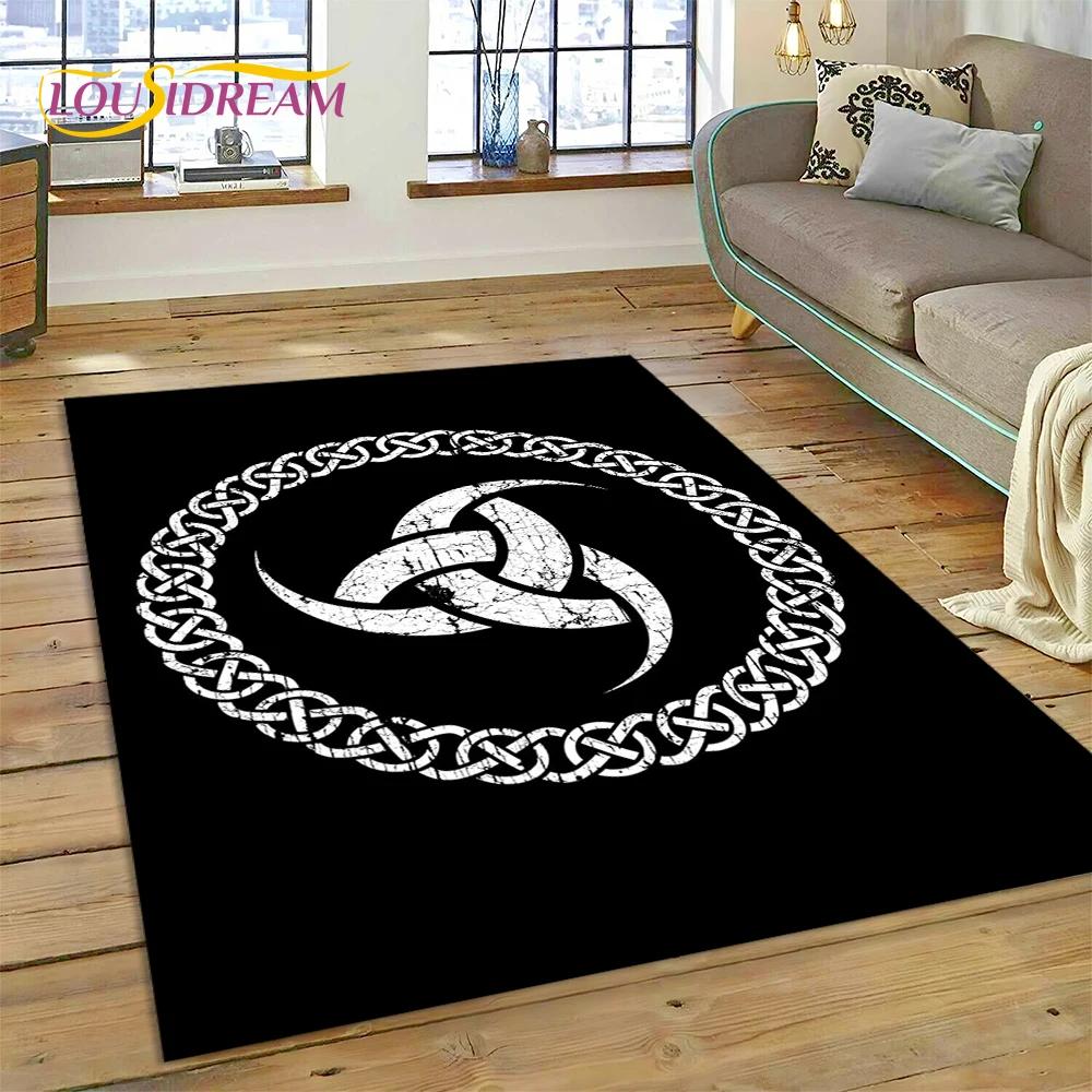 Nordic Mythology Valhalla Viking Odin Cartoon Area Rug Large,Carpet Rug for Living Room Bedroom Sofa Doormat,Kids Play Floor Mat