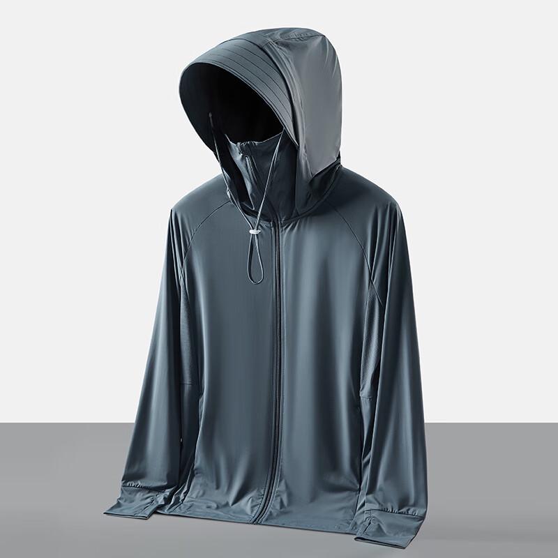 Milin Men s Summer Ice Silk Hooded Sun Protection Jacket L