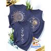 2026New Women's vest3Pieces Moon Phase Floral Sun and Moon Slogan Print Simple, Stylish, Casual, Versatile, Comfortable, Soft, Skin-friendly