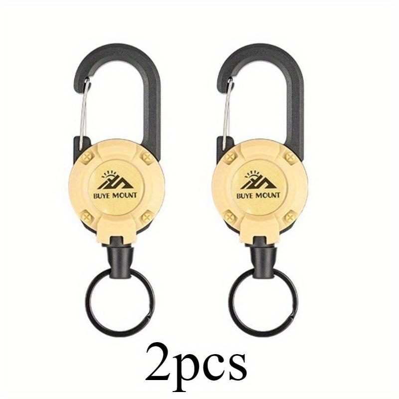 

2pcs Retractable Keychain Set, Wire Rope with Lanyard and Hiking Buckle for Outdoor Camping, Hiking and Fishing - Multi-tool Badge and ID Clip хаки