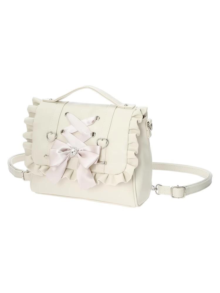 Lolita Knoten Damen Bapa Handtasche Einzelne Schulter Crossbody Doppelte Schultertasche Koreanisch Sle Lässig PU Leder Kawaii Rucksack Ita Tasche