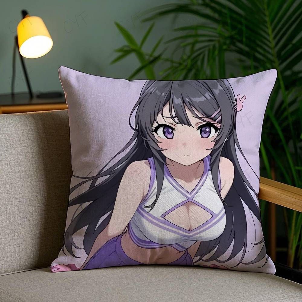 Sexy Anime M-Mai Sakurajima Pillow Case Custom Printed Brushed Fleece Pillow, Baby Skin-Touch, Eco-Friendly Dye-Sublimation Cush