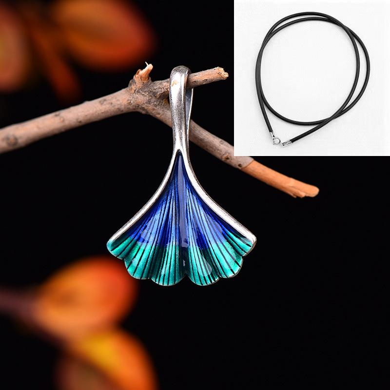 2022 Enamel Ginkgo Leaf Pendant - Trendy Fashion Accessory