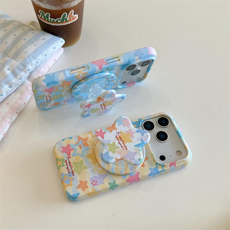 

Hand-Painted Colorful Stars Magnetic Stand Case for iPhone 17/16 Pro Max/15 Pro iPhone 15 Pro Max