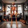 Halloween Full Life Size Skeleton Pumpkin Head Hanging Poseable Movable Fake Human Skull Bones Haunted House Party Decoration