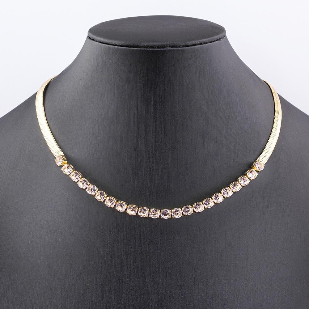 Nidin High Quality Rainbow Shiny Crystal Zircon Chain Necklace 7 Colors For Women Female Fashion Versatile Jewelry Accessories