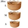 Hand-Woven Fruit Storage Basket Rattan Storage Tray Wicker Baskets Bread Food Breakfast Display Box Handicrafts Home Decoration