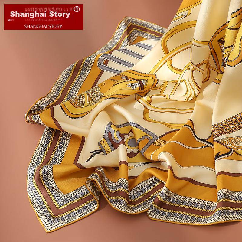 Shanghaigushi Silk Scarf, Mother's Silk Scarf for Women, Handmade Rolled Edge, 100% Mulberry Silk Scarf, Gift Box, Birthday Present, Beige