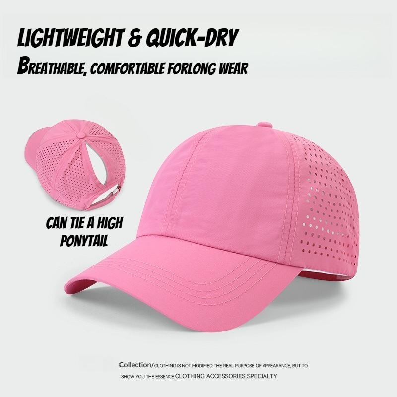 

1pc Quick Drying Tongue Baseball Caps for Women Summer Protection Breathable Mesh Breathable Cap Stylish Adjustable Ponytail Hat Adjustable розы красного