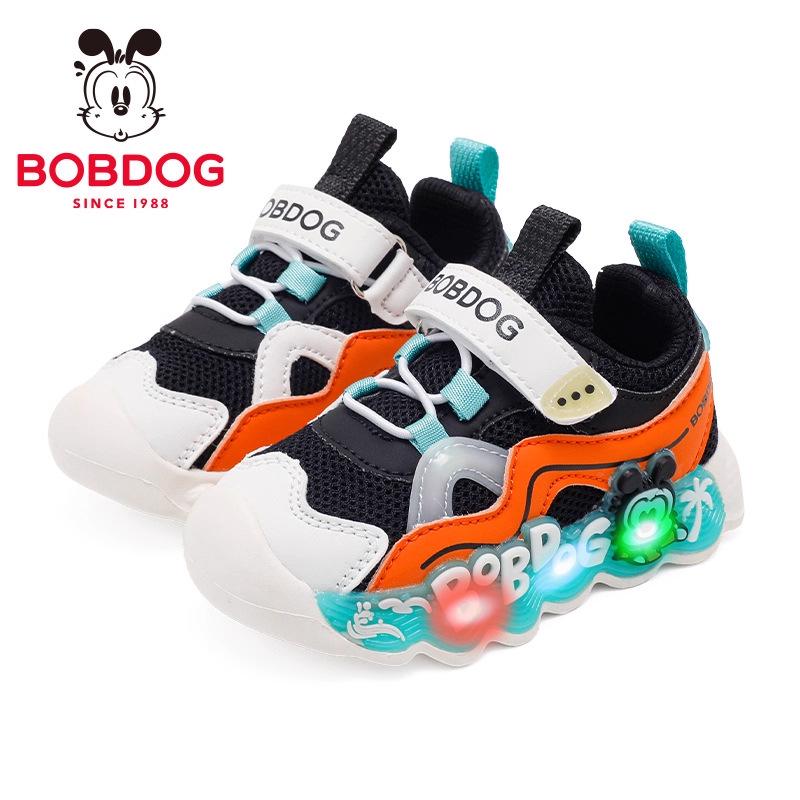 Babu Dou 2025 Autumn Collection: Breathable Mesh Toddler Walker Shoes with Soft Sole, Non-slip, and Light-up Features for Boys and Girls